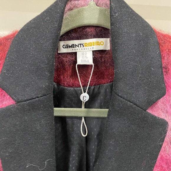 Pink Ombre Mohair and Wool Winter Coat Blazer Jacket Clements Ribeiro XS - Picture 4 of 11